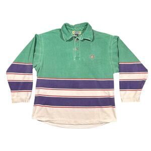 Vintage 90s Gotcha Surf Rugby Shirt Striped Color Block Heavyweight Long Sleeve